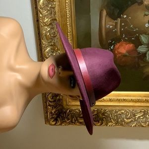Burgundy Wool Felt Broad Brim Hat